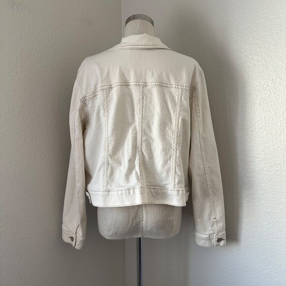 Eileen Fisher Denim Jacket Cotton Blend Front Buttons Closure Ivory Color Sz 1X - Picture 2 of 15